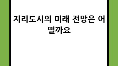 지리도시: 미래를 여는 도시, 그 모든 것